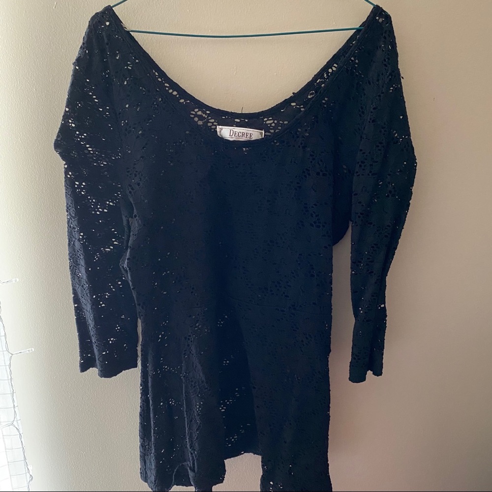Decree Black Lace Peplum Top